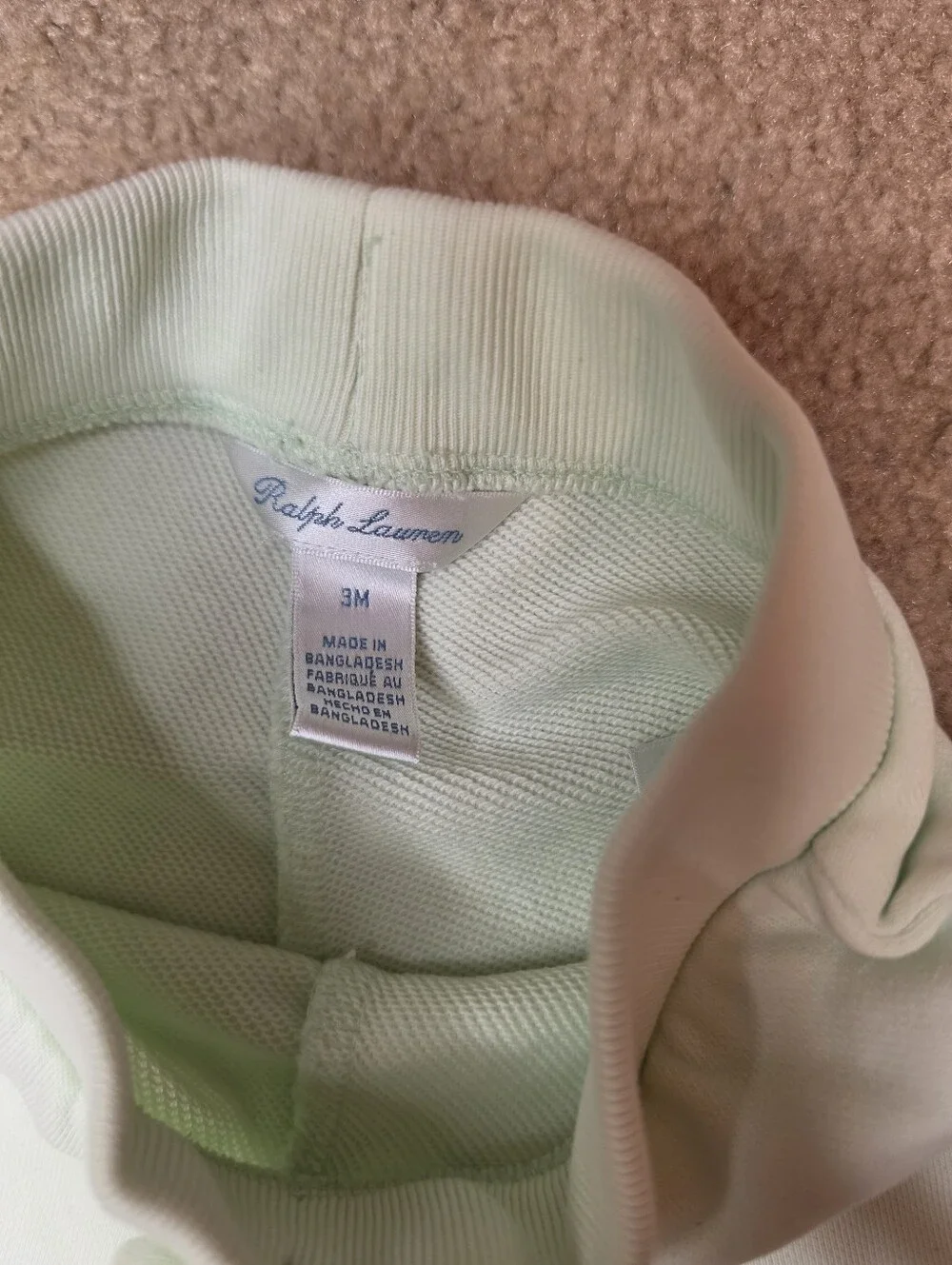 Ralph Lauren Mint Green Hoodie and Jogger Set Size 3 Months